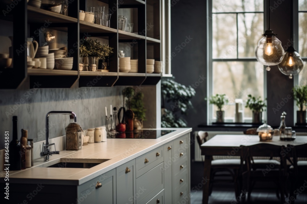 Interior of a nordic style kitchen Interior of a nordic style kitchen