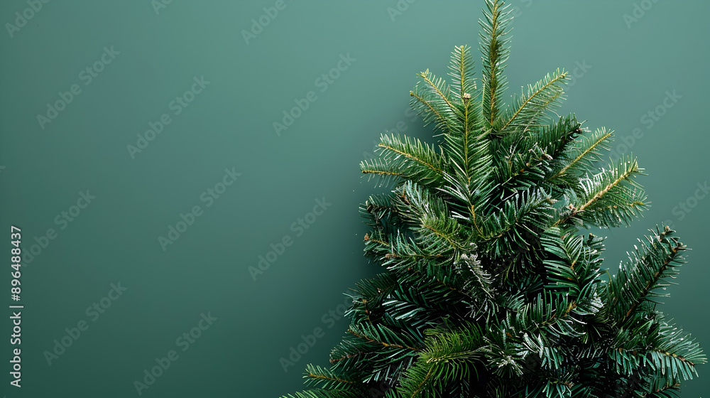 Obraz premium A Christmas tree on a green background.