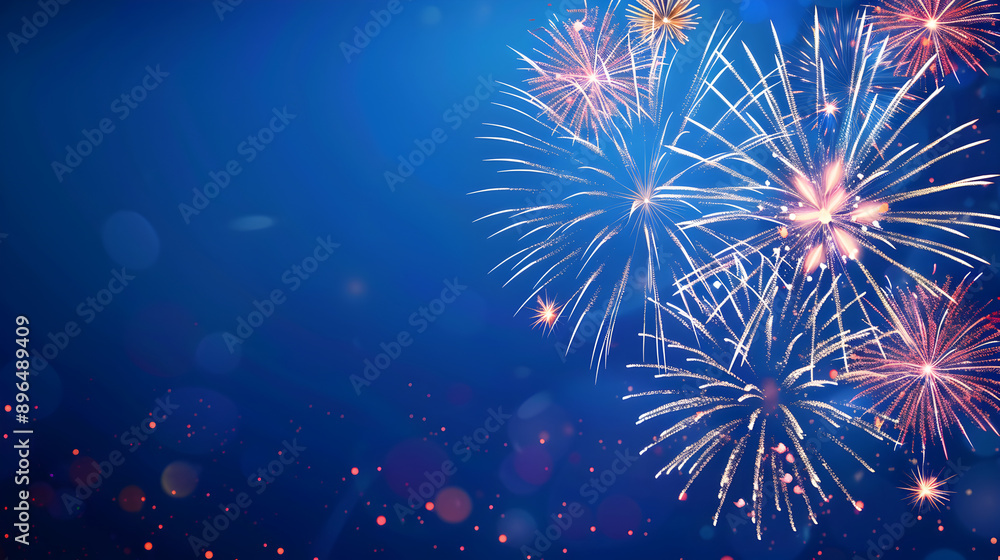 Fireworks on a dark blue background.
Fireworks on a dark blue background.