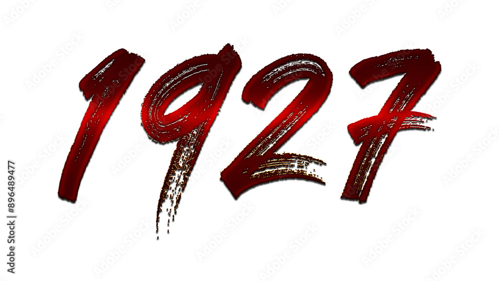 3D blood red number design of 1927 on white background. 3D blood red number design of 1927 on white background.