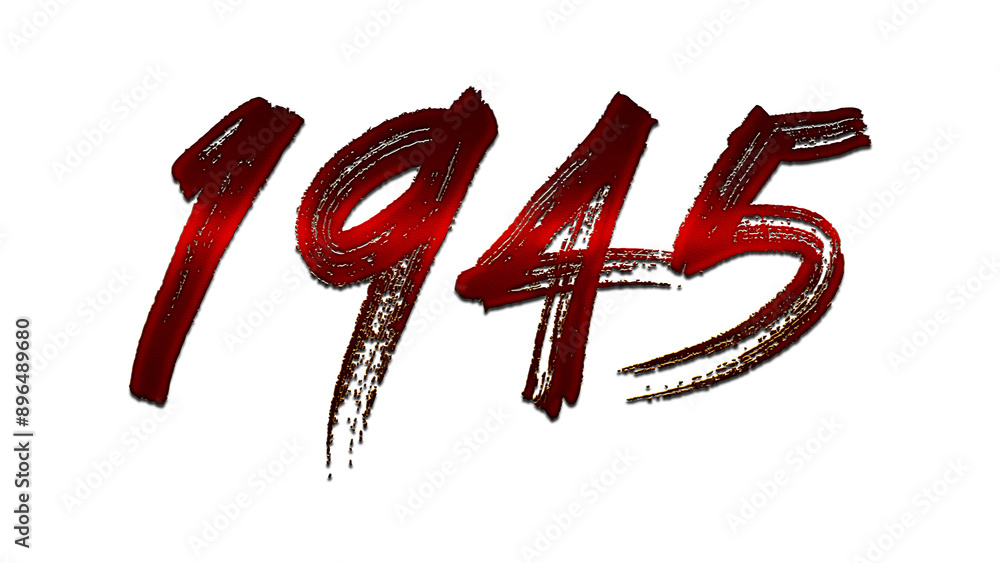 3D blood red number design of 1945 on white background. 3D blood red number design of 1945 on white background.