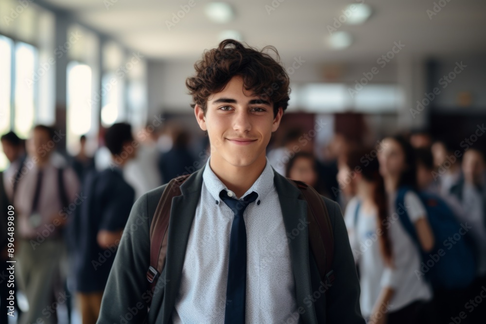 Smiling portrait of a young male student on college campus