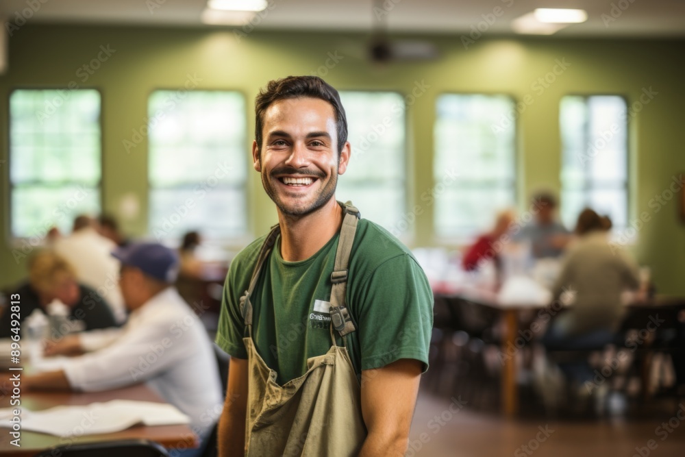 Portrait of a male volunteering working at community center Portrait of a male volunteering working at community center