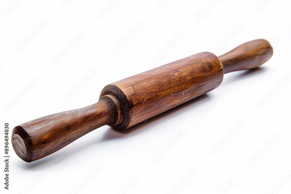 Small wooden rolling pin on white background Small wooden rolling pin on white background