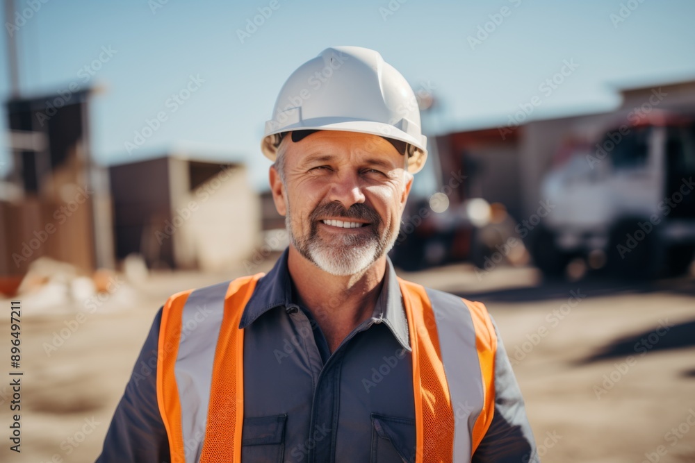 Smiling portrait of a mature businessman on construction site Smiling portrait of a mature businessman on construction site