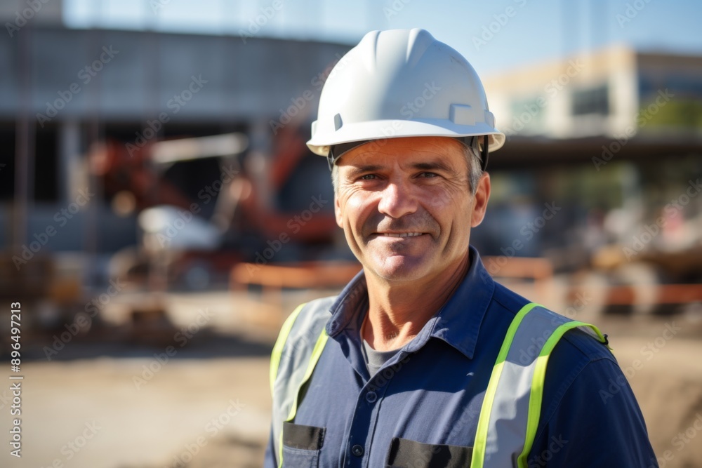 Smiling portrait of a mature businessman on construction site Smiling portrait of a mature businessman on construction site