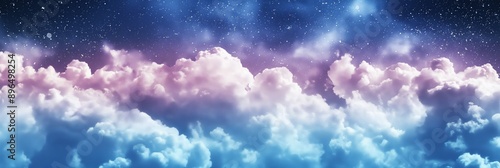 Dreamy Night Sky with Clouds and Stars