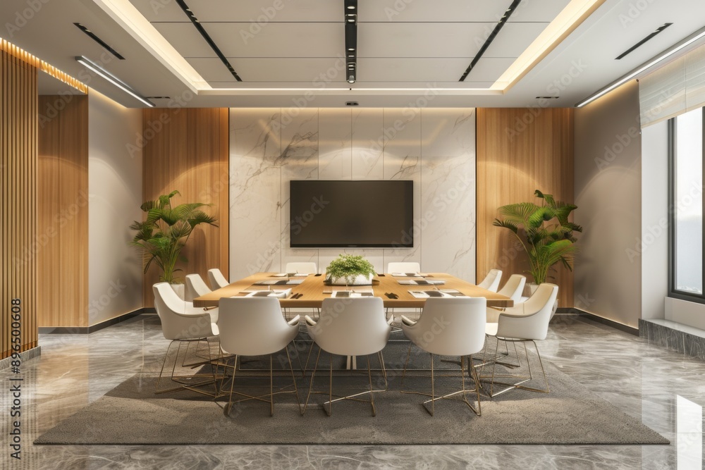 Conference room interior with TV Conference room interior with TV