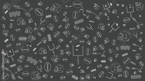 abstract background with american football themes contain helmet and ball Icons set graphic elements , suitable for american football wallpaper, symbol sport, sport icon, doodle american football