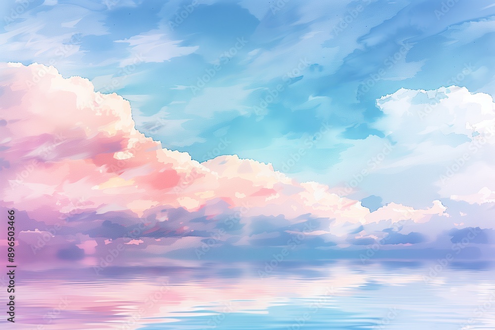 Dreamy Pastel Sky and Calm Water Reflection Dreamy Pastel Sky and Calm Water Reflection