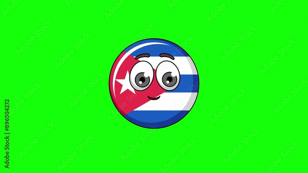 cuba flag cartoon character with a saluting face, emoji emoticon animation cuba flag cartoon character with a saluting face, emoji emoticon animation