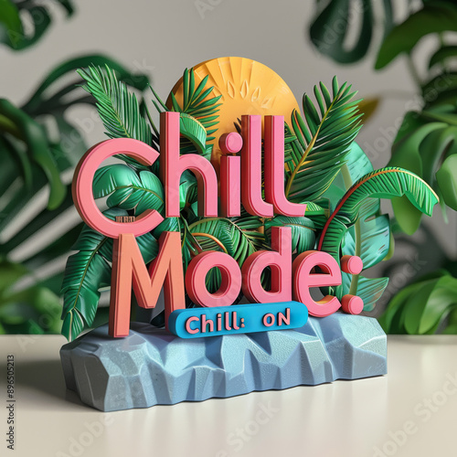 Chill Mode, Chill Mode On, Take a Chill Pill, Bild, Grafik für Druck, Aufdruck, T-shirt druck.  photo