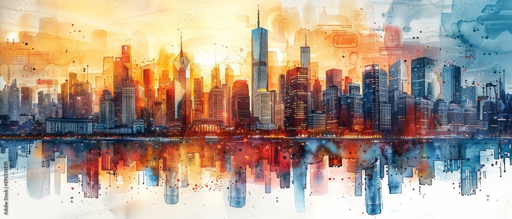 A stunning city skyline captured in vibrant colors during sunset, reflecting beauty and energy against the horizon. A stunning city skyline captured in vibrant colors during sunset, reflecting beauty and energy against the horizon.
