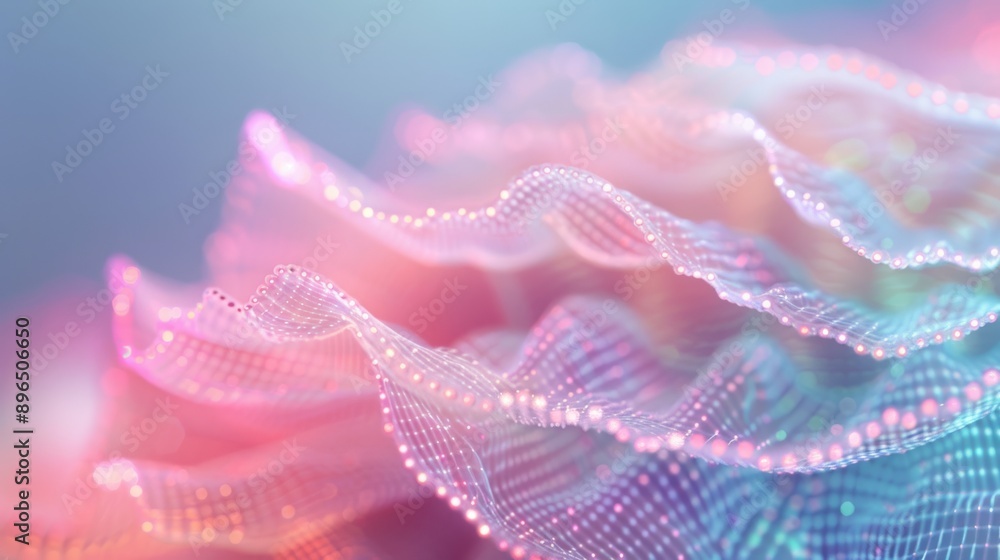 A stunning close-up of colorful, wavy patterns with luminous dots, creating a mesmerizing digital landscape in vibrant hues. A stunning close-up of colorful, wavy patterns with luminous dots, creating a mesmerizing digital landscape in vibrant hues.