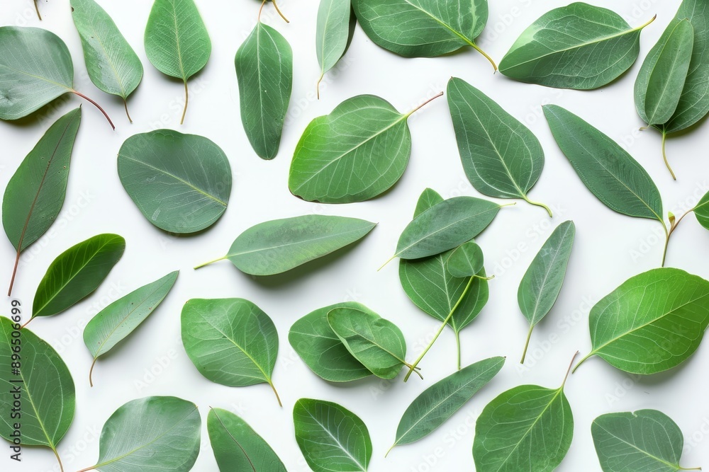 Obraz premium Isolated eucalyptus leaves on white
