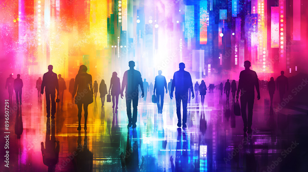 Fast moving and busy people in the city. LGBT concept. Fast moving and busy people in the city. LGBT concept.