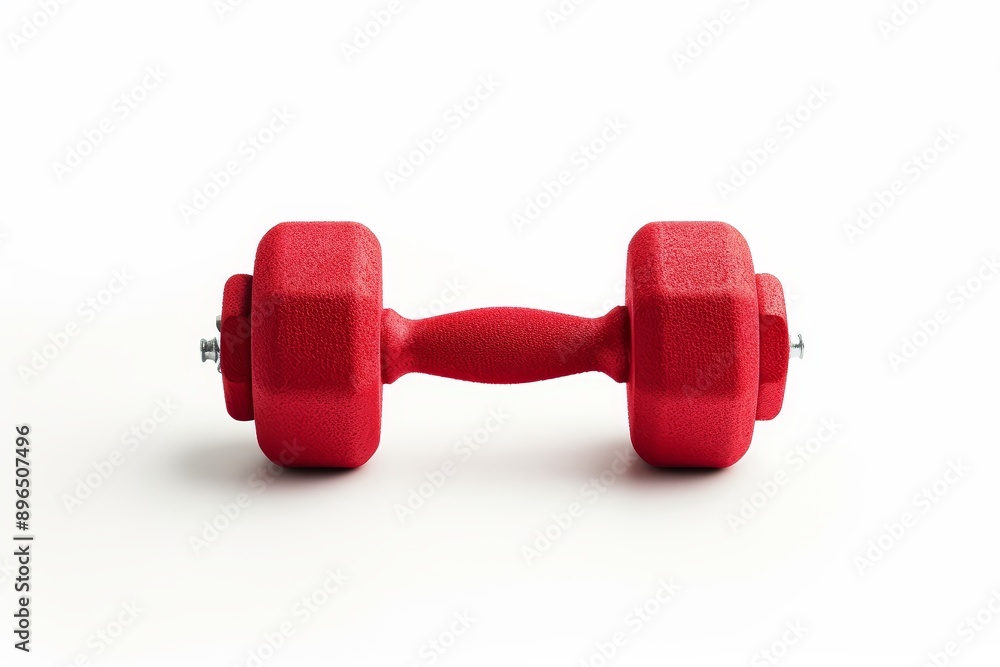 Isolated white background with red dumbbell Copy space Isolated white background with red dumbbell Copy space