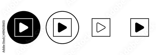 Play Icon set. Play button vector icon