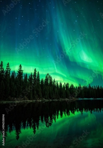 aurora borealis over the river photo