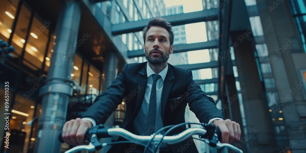 A person wearing a suit and tie rides a bike A person wearing a suit and tie rides a bike