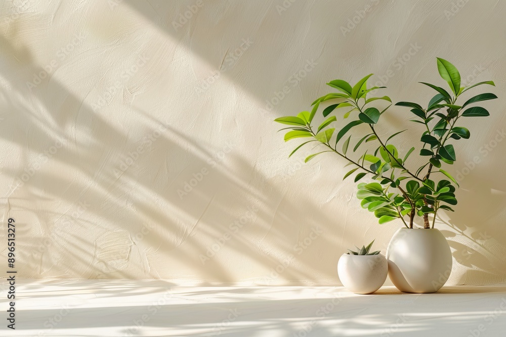 Minimalist plant background for product demonstration promotion packaging or merchandise Front view with light and shade Minimalist plant background for product demonstration promotion packaging or merchandise Front view with light and shade