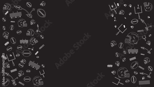 abstract background with american football themes contain helmet and ball Icons set graphic elements , suitable for american football wallpaper,outline doodle american football