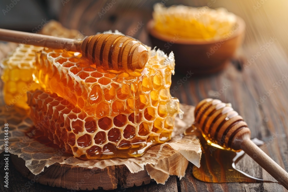 Natural honeycomb with organic floral honey Natural honeycomb with organic floral honey