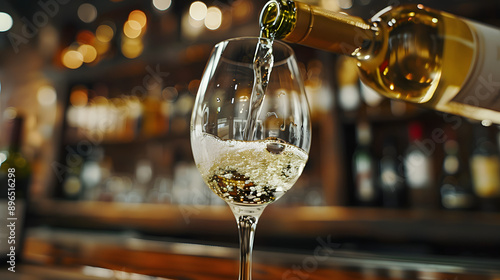 Wallpaper Mural White wine pouring into a glass in a close-up shot with selective focus. Torontodigital.ca