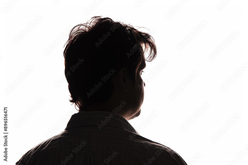 Outline of unidentified male on blank backdrop Outline of unidentified male on blank backdrop