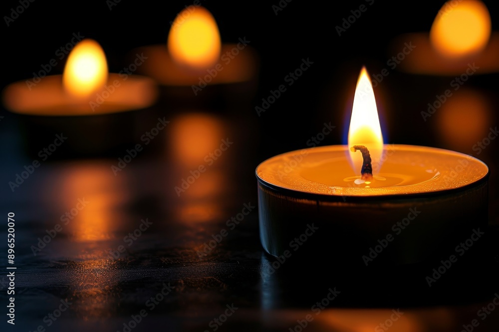 Prayer and remembrance symbol Candle flame isolated on black Prayer and remembrance symbol Candle flame isolated on black