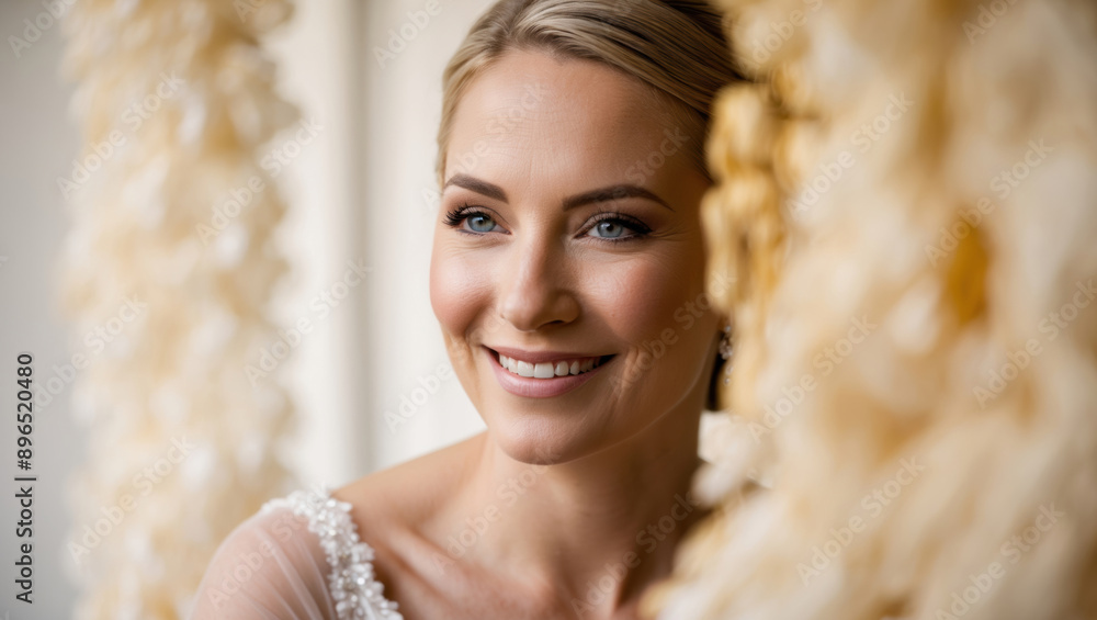 Beautiful bride smiling and posing for wedding photo shoot Beautiful bride smiling and posing for wedding photo shoot