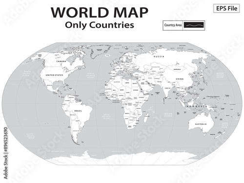World map. Political maps of North and South America, Europe and Asia, Africa and Australia continents. World map countries and country names. 