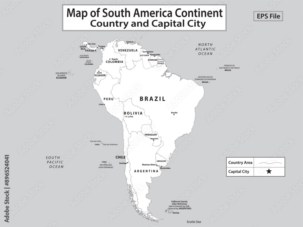 Fototapeta premium World map. Political maps of North and South America, Europe and Asia, Africa and Australia continents. World map countries and country names. 