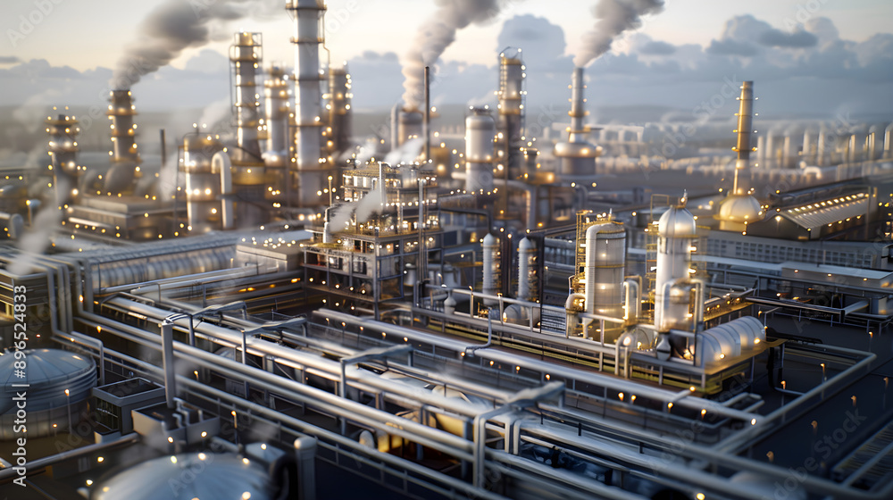 Petrochemical Chargers Complex Piping Distillation Towers Tanks distillation facility complex