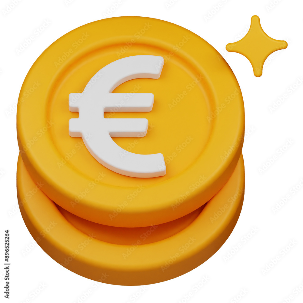 euro coin 3d icon isolated on the transparent background euro coin 3d icon isolated on the transparent background