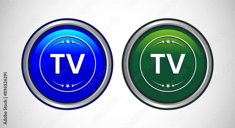 High Definition TV Icon Button Set Design Illustration High Definition TV Icon Button Set Design Illustration