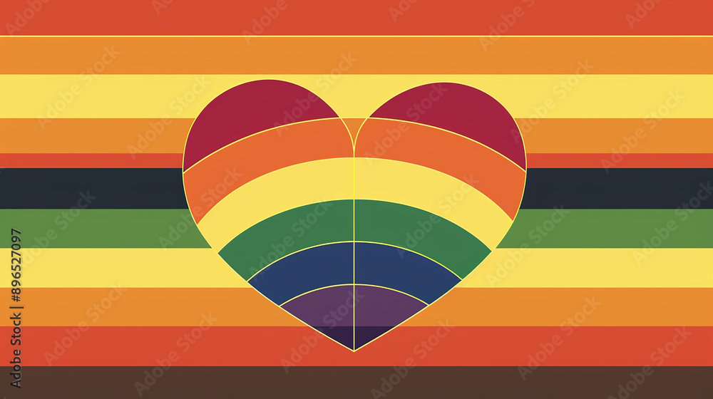 Obraz premium Heart pride rainbow lgbt flag gay month love graphic icon. Heart pride rainbow LGBTQ happy background day community art logo symbol lgbtqia post queer poster groovy slogan progress banner retro square