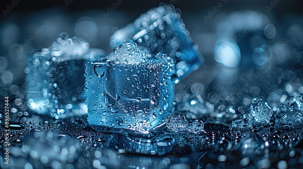 Close-up of Ice Cubes with Water Droplets Close-up of Ice Cubes with Water Droplets