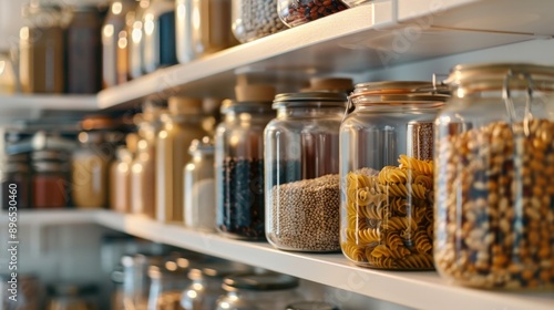 A colorful shelf filled with various types of food