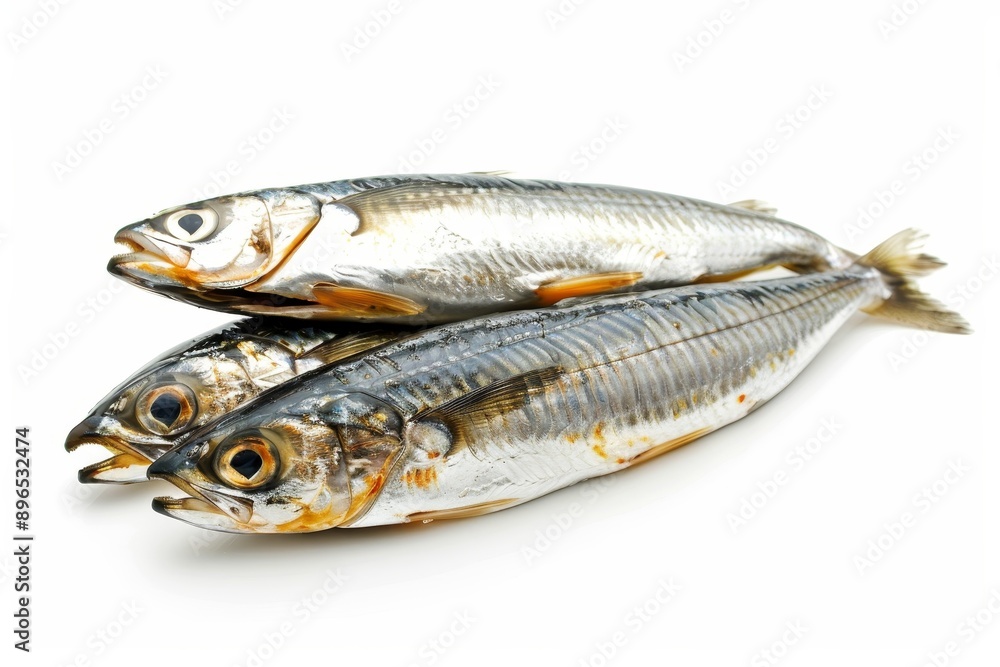 Two sardines alone on white Two sardines alone on white