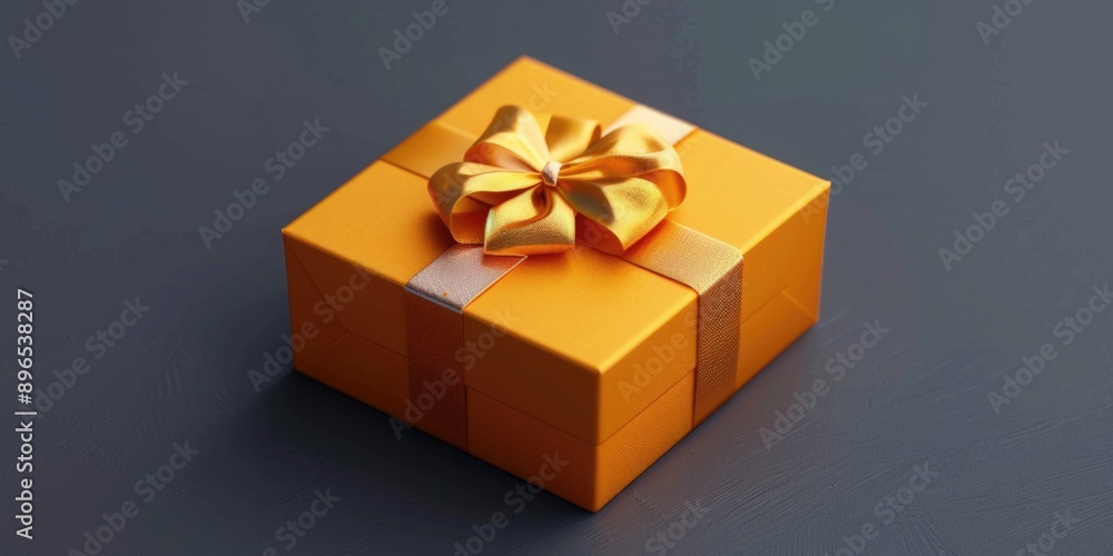 A small yellow gift box with a red bow tied on top, perfect for wrapping small presents or gifts A small yellow gift box with a red bow tied on top, perfect for wrapping small presents or gifts