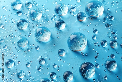 Wallpaper Mural Light blue background with water drops, flat lay, top view. Torontodigital.ca
