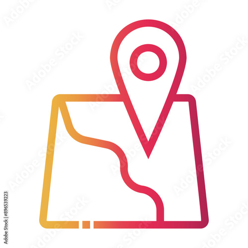 trekking map Line Gradient Icon