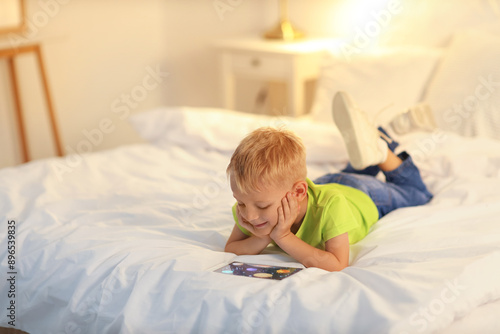 Little boy watching cartoon...