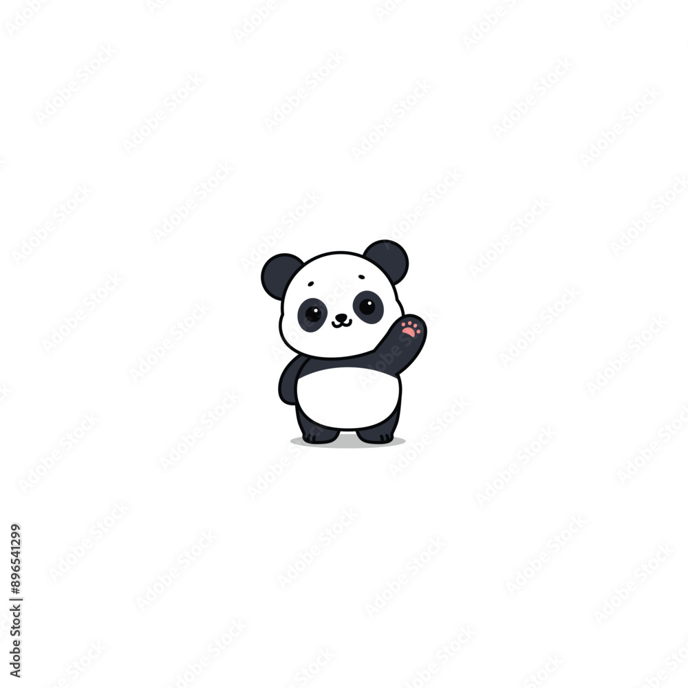 Cute panda waving paw cartoon, vector illustration Cute panda waving paw cartoon, vector illustration