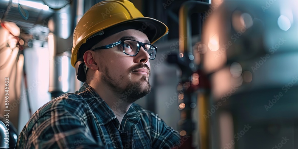 HVAC repair concept with repairman working on unit HVAC repair concept with repairman working on unit
