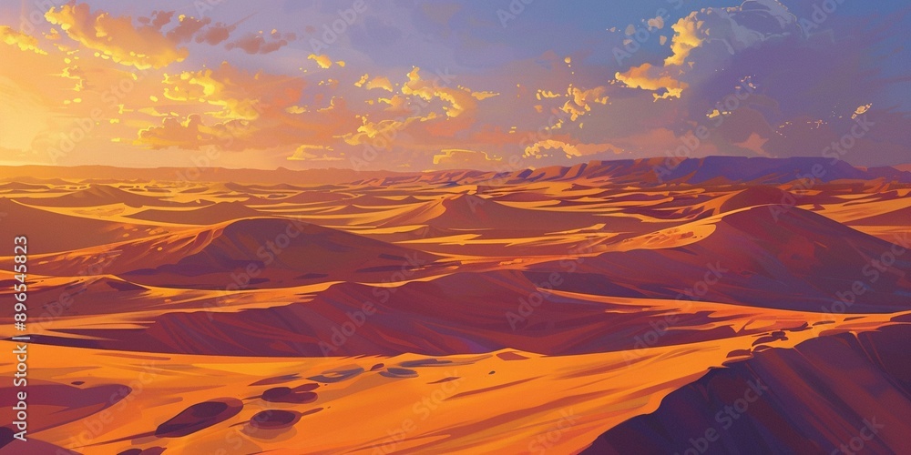 A vast desert landscape with rolling dunes A vast desert landscape with rolling dunes