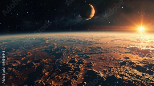 Fototapeta Naklejka Na Ścianę i Meble -  A high-resolution image of a planet's surface captured by a space probe.