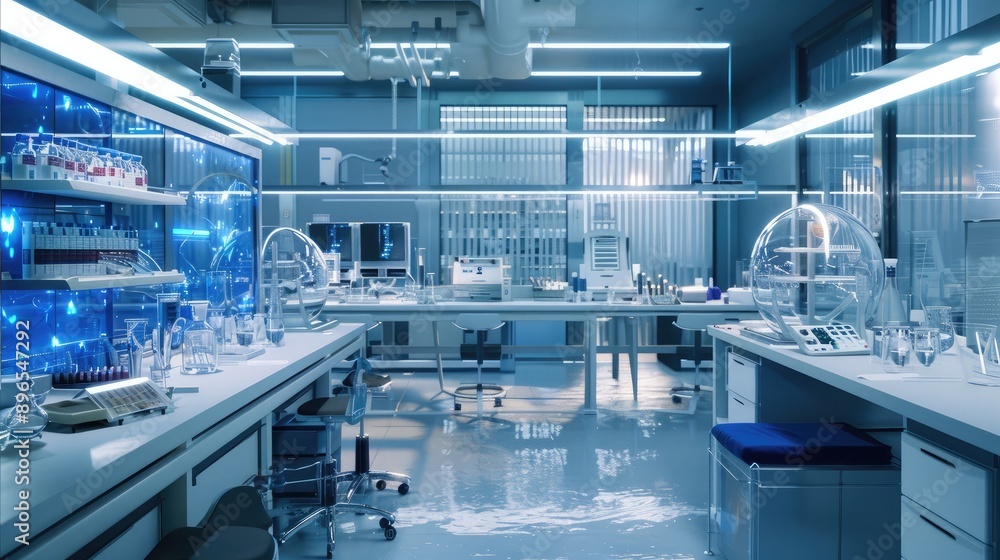 A high-tech laboratory with advanced scientific equipment and bright lighting. A high-tech laboratory with advanced scientific equipment and bright lighting.