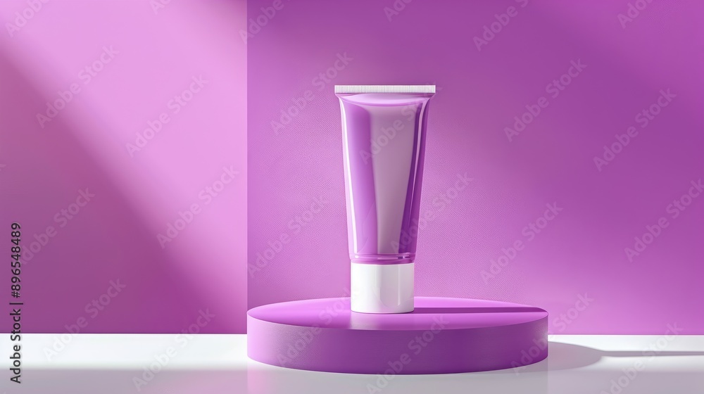 Mockup of cosmetic tube on lilac background for skin care products Beauty concept with lotion bottle template and cream packaging stand mockup Mockup of cosmetic tube on lilac background for skin care products Beauty concept with lotion bottle template and cream packaging stand mockup